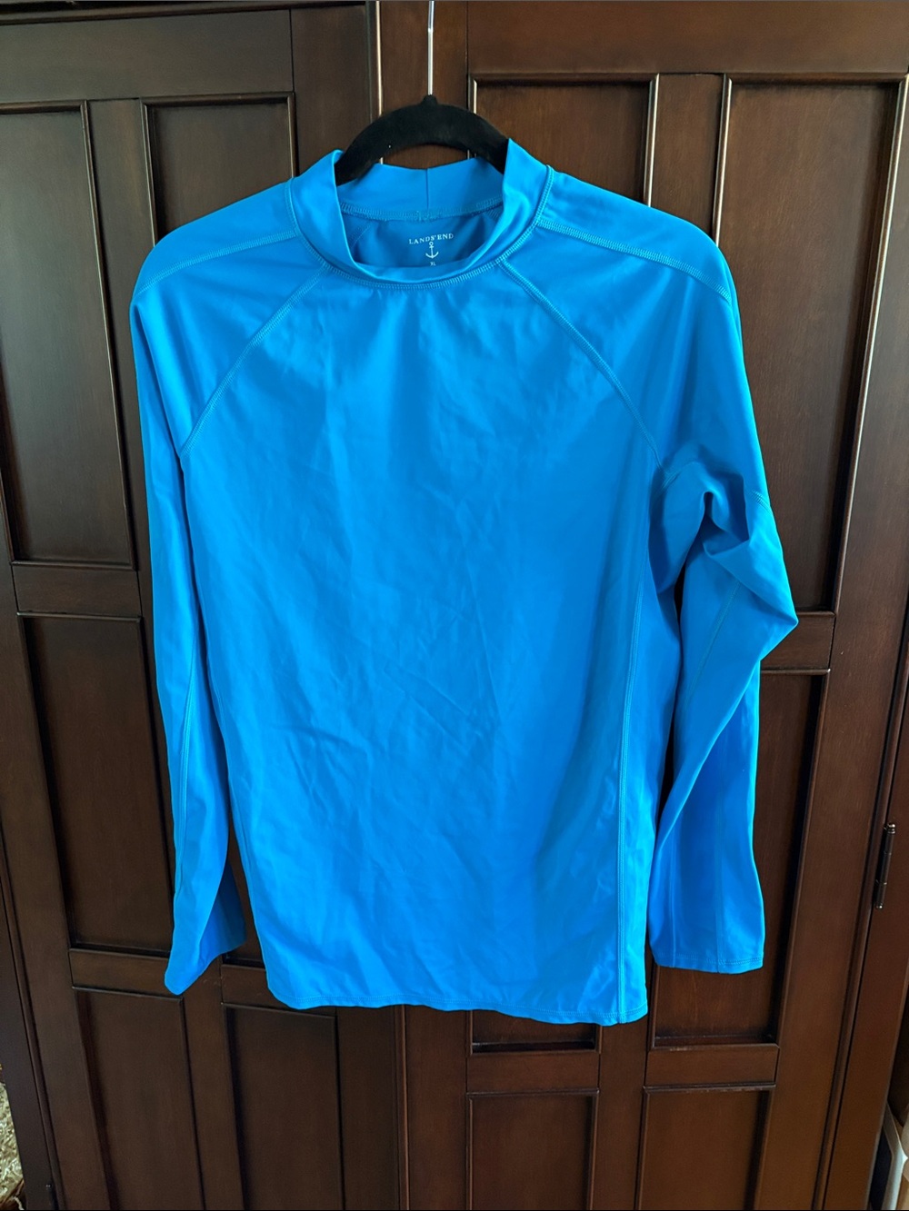 Lands' End Vibrant Aqua Long-Sleeve Swim Shirt